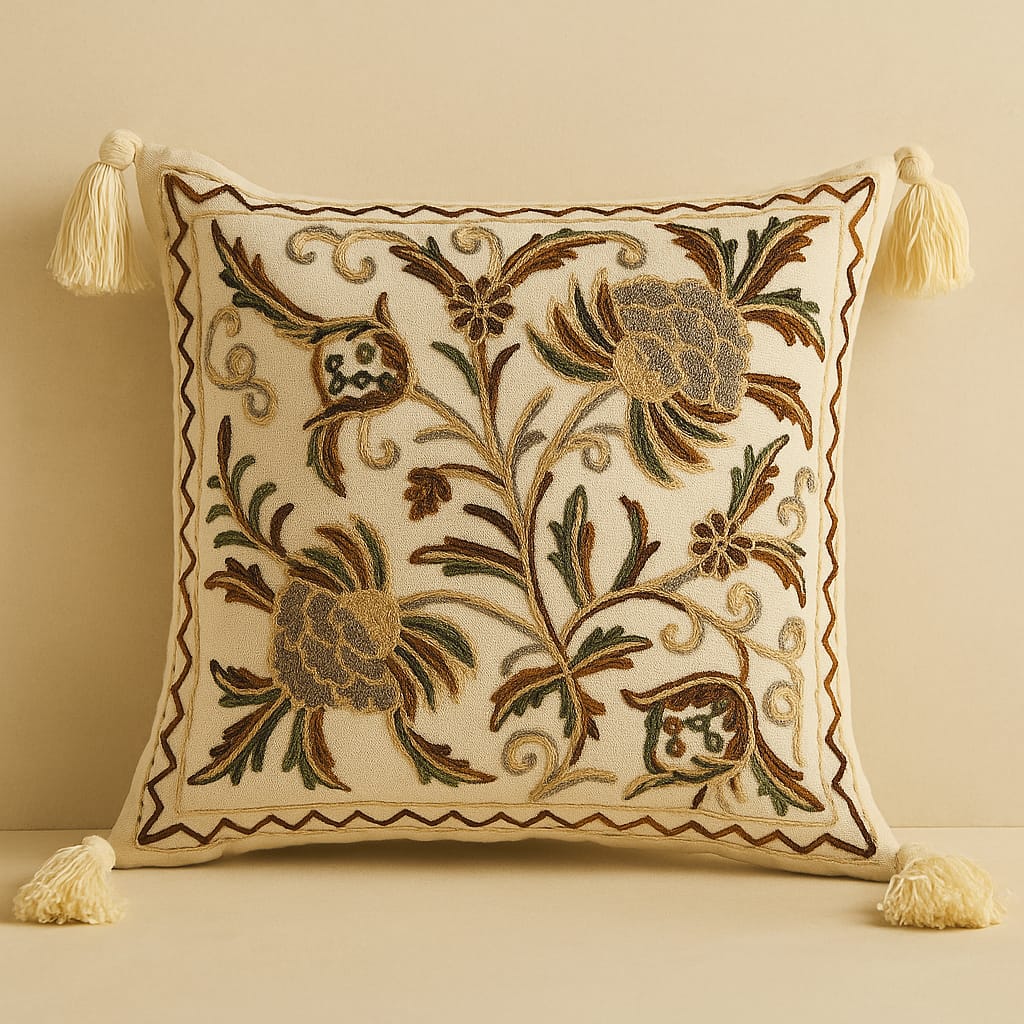 Cushion Cover Floral Embroidery Work 16x16 | Set of 5