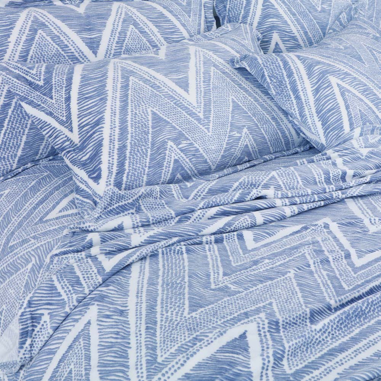 Sutton Warm Bedsheet Double bed with 2pc Pillow Cover | Blue Texture