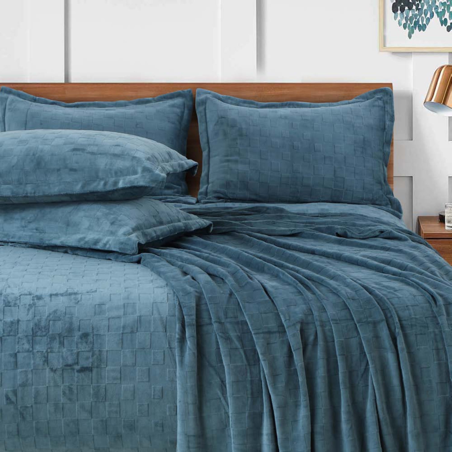 Sutton Warm Bedsheet Double bed with 2pc Pillow Cover | Blue