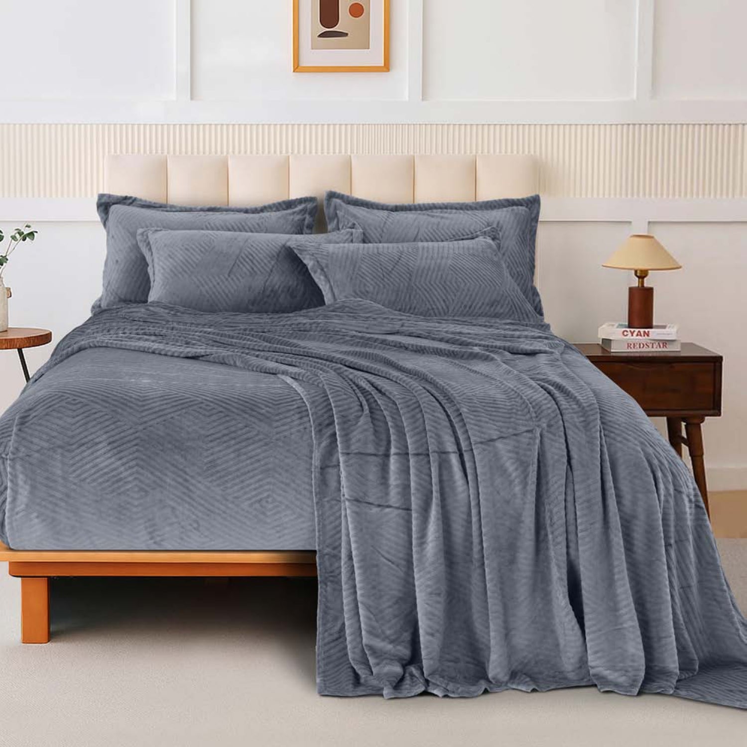 Sutton Warm Bedsheet Double bed with 2pc Pillow Cover | Gray