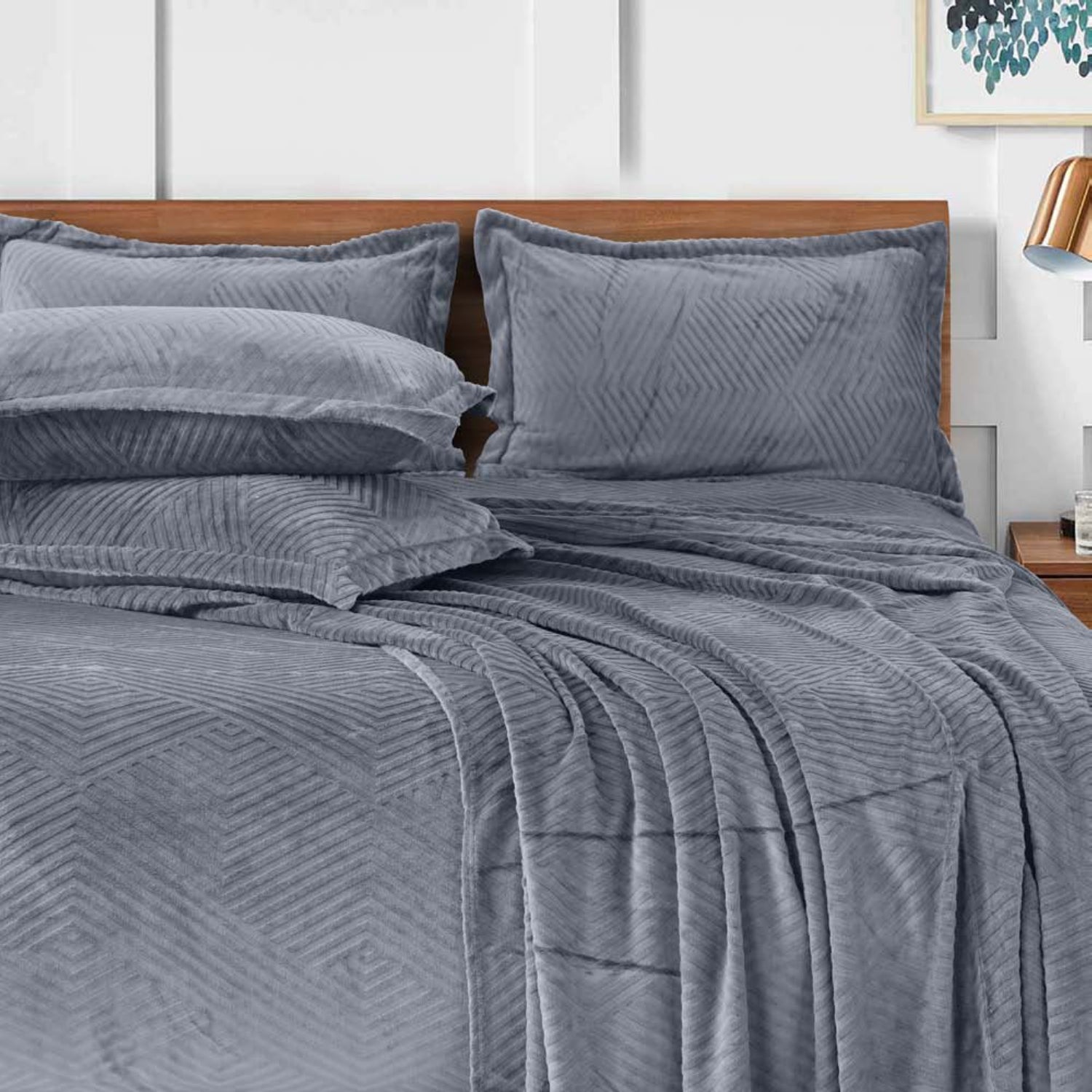 Sutton Warm Bedsheet Double bed with 2pc Pillow Cover | Gray