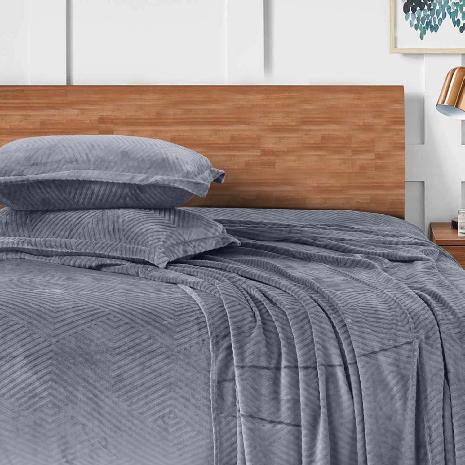 Sutton Warm Bedsheet Double bed with 2pc Pillow Cover | Gray