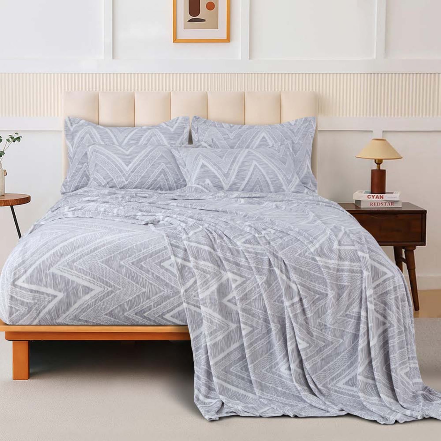 Sutton Warm Bedsheet Double bed with 2pc Pillow Cover | Gray Texture