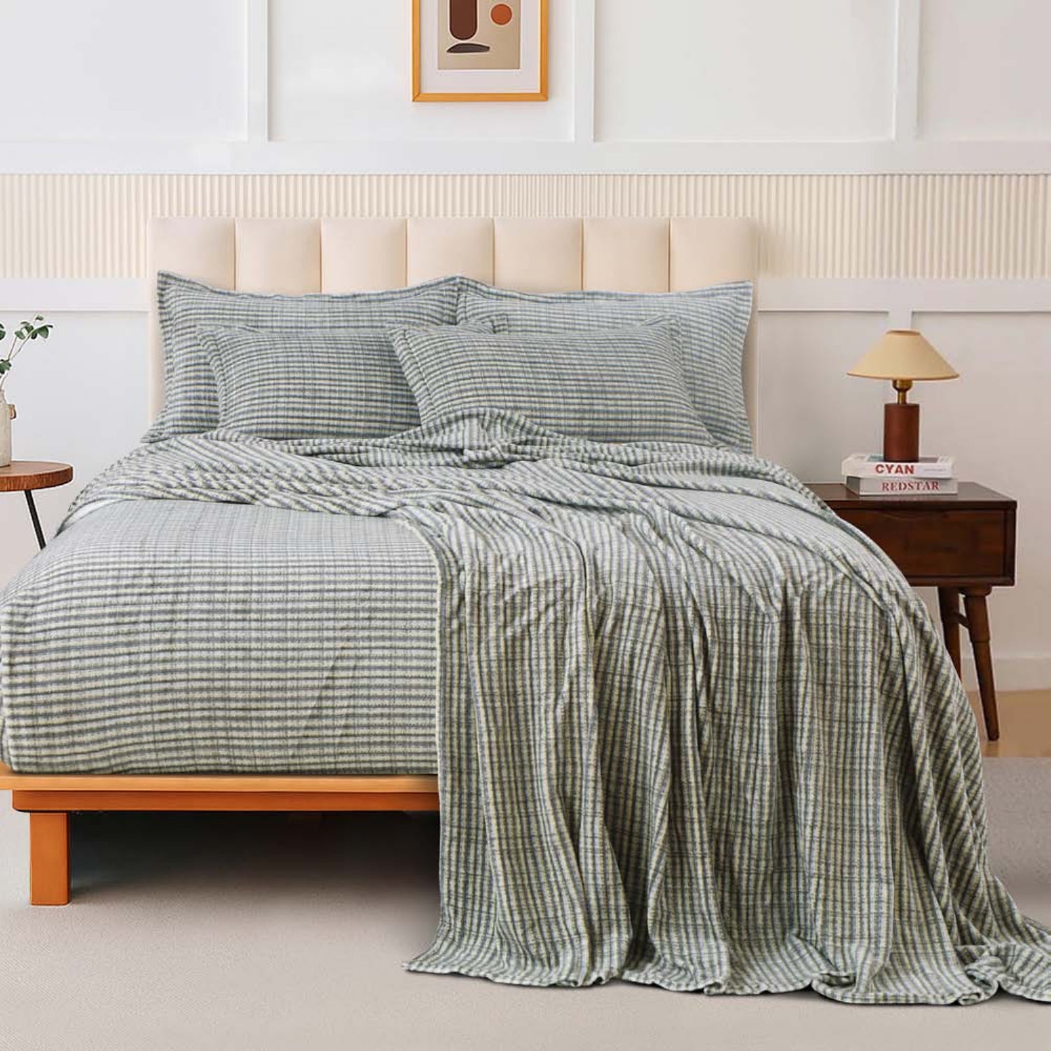 Sutton Warm Bedsheet Double bed with 2pc Pillow Cover | Gray Texture