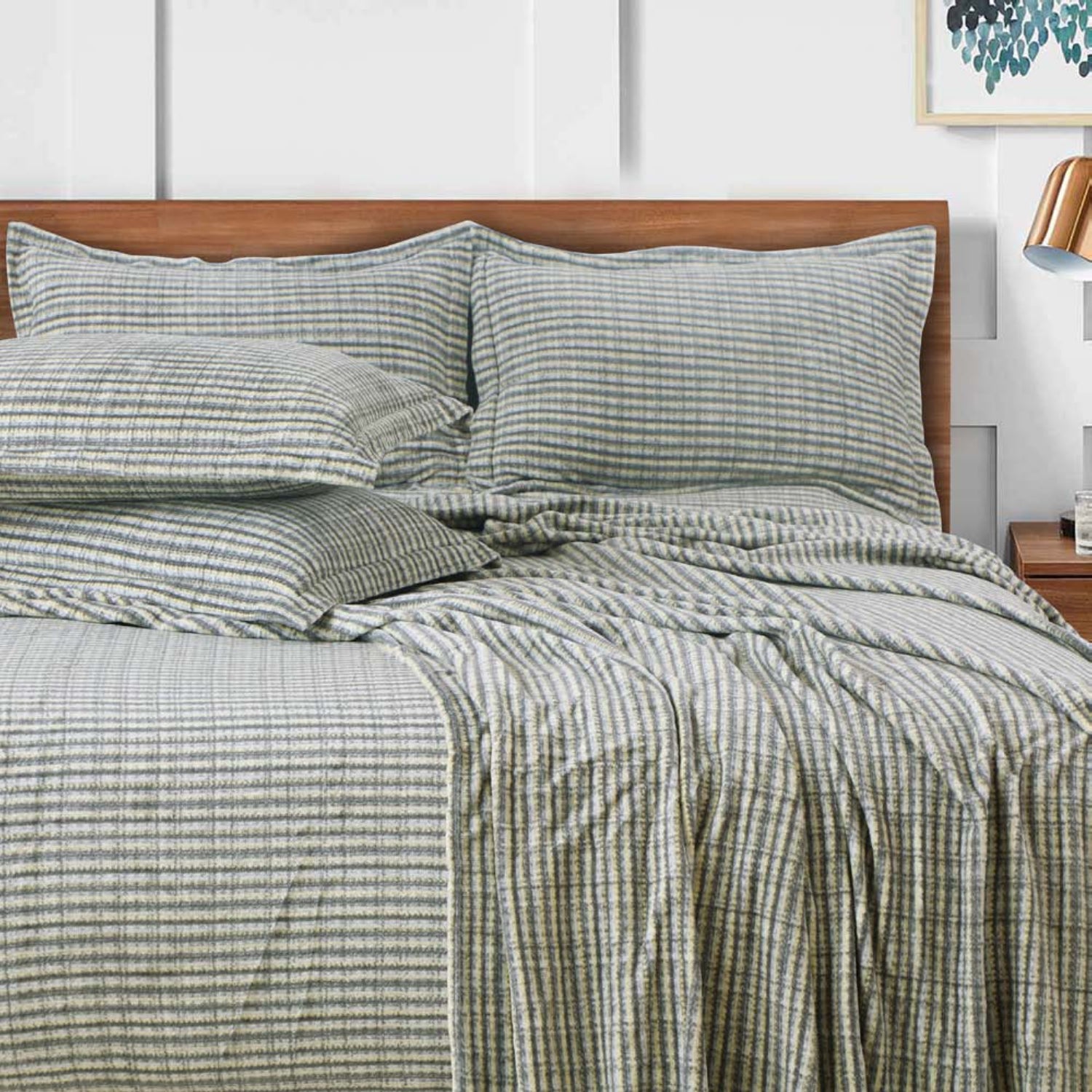 Sutton Warm Bedsheet Double bed with 2pc Pillow Cover | Gray Texture